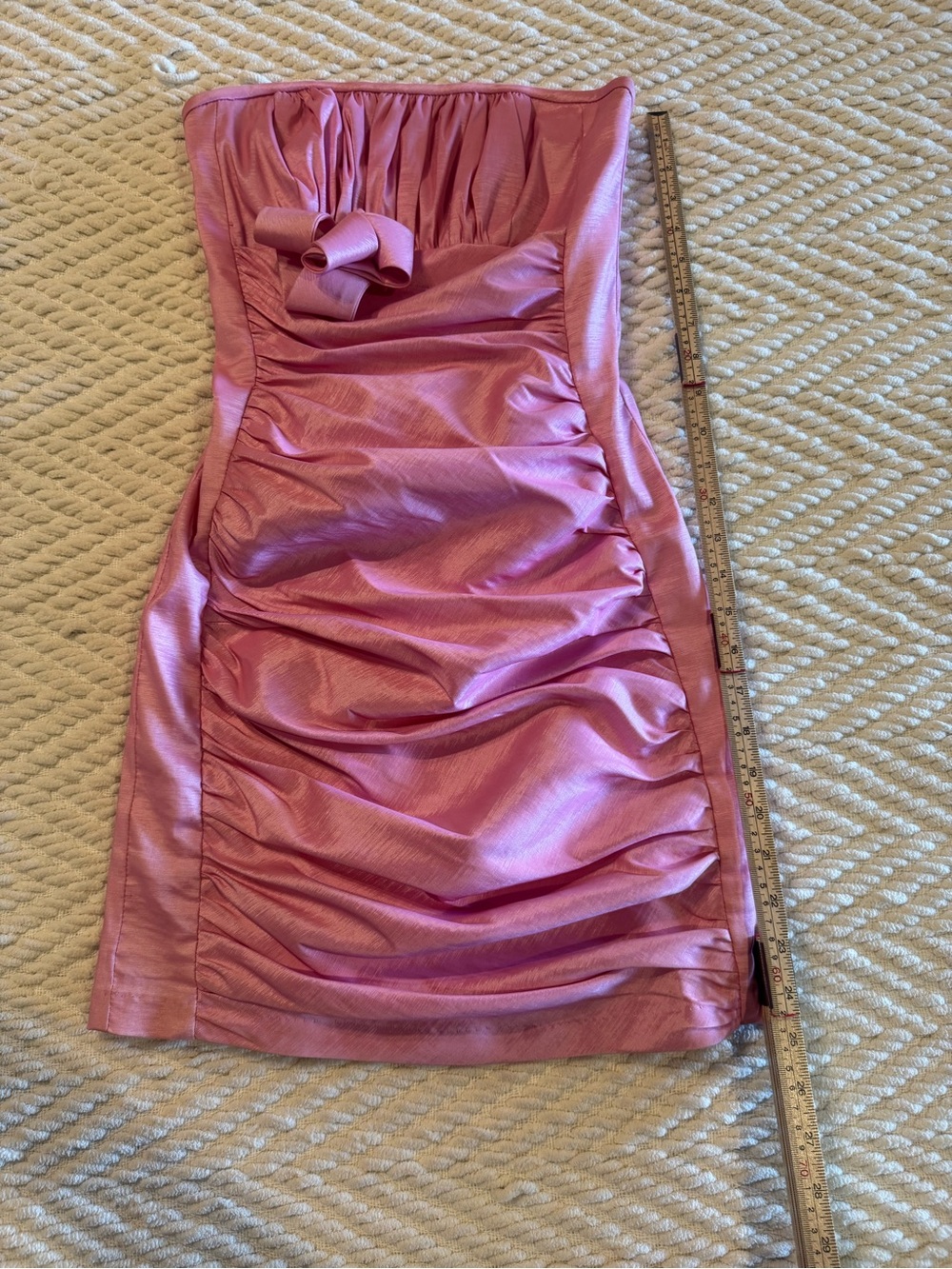 Jessica McClintock Strapless Shimmering Rose Pink Ruched Dress